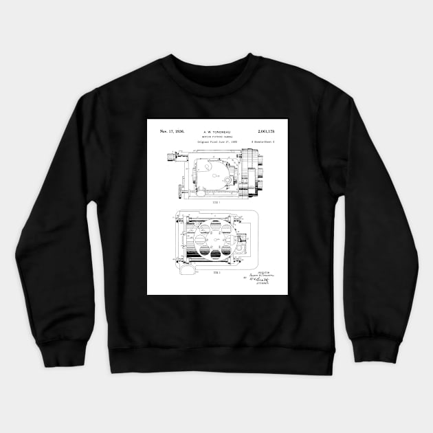 Film Camera Patent - Movie Lover Cinema Student Art - White Crewneck Sweatshirt by patentpress